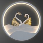 Proudome Swan LED Wall Lamp for Kids Room, White Gold Decorative Nursery Light for Baby Bedroom