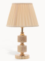 Aurelia StoneGlow Luxury Table Lamp with Fabric Shade (Bulb Not Included)