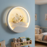 Proudome Swan LED Wall Lamp for Kids Room, White Gold Decorative Nursery Light for Baby Bedroom - Image 3