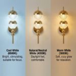 Proudome Modern Gold LED Wall Sconce with Acrylic Diffuser | Luxury 3 Color Mode Wall Light - Image 4