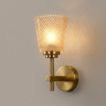 Proudome Amber Glass Wall Light | Luxury Gold Finish Decorative Wall Sconce for Modern Interiors (Bulb Not Included)