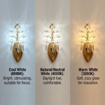 Proudome 3 Color Mode LED Crystal Wall Light | Luxury Gold Decorative Wall Sconce - Image 4