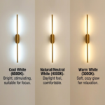 Proudome 3 Color Mode LED Wall Light | Modern Gold Linear Decorative Lighting Fixture - Image 4
