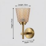 Proudome Amber Glass Wall Light | Luxury Gold Finish Decorative Wall Sconce for Modern Interiors (Bulb Not Included) - Image 6