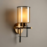 Proudome Amber Glass Wall Light – Modern Designer Wall Sconce for Living Room, Bedroom & Hallway (Bulb Not Included)