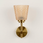 Proudome Amber Glass Wall Light | Luxury Gold Finish Decorative Wall Sconce for Modern Interiors (Bulb Not Included) - Image 2