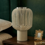 Proudome White Metal Cage Table Lamp for Bedroom – Decorative Open Wire Bedside Lamp for Living Room & Home Decor - Image 3