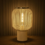 Proudome White Metal Cage Table Lamp for Bedroom – Decorative Open Wire Bedside Lamp for Living Room & Home Decor
