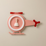 Proudome Princess Helicopter LED Wall Light for Girls Bedroom, Cute Kids Nursery Wall Lamp, Baby Room Decorative Lighting - Image 2