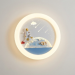 Proudome Astronaut LED Ceiling Light for Kids Room, Space Theme Round Lamp for Nursery & Baby Bedroom Decor