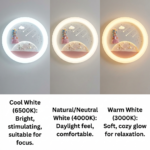 Proudome Princess LED Wall Light for Girls Bedroom, Round Kids Room Wall & Ceiling Lamp for Nursery Decor - Image 4