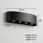Proudome Curved Outdoor LED Wall Light, Modern Up Down Waterproof Lamp for Balcony, Garden & Facade - Image 6