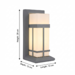 Proudome Frosted Glass Outdoor Wall Light, Modern Frame Wall Lamp for Gate, Pillar & Exterior Walls - Image 6