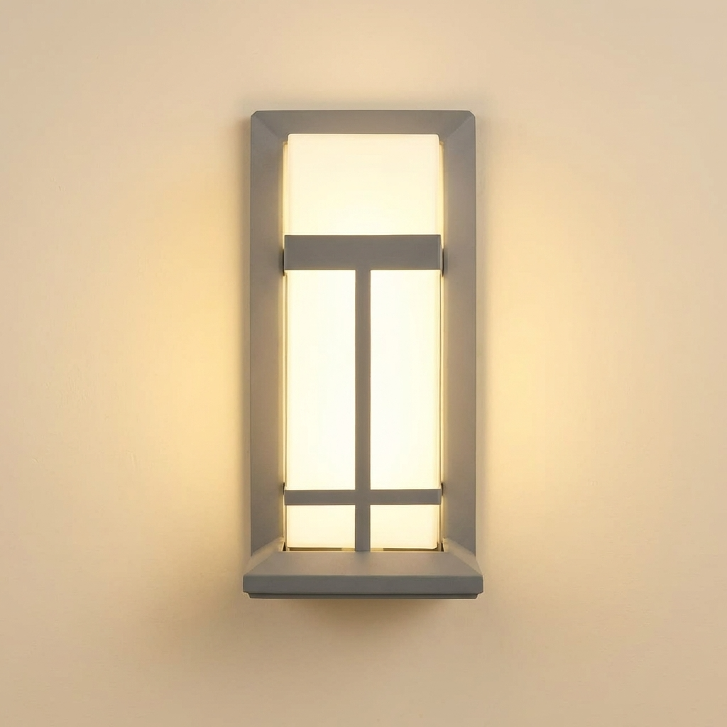 download (3) Proudome Frosted Glass Outdoor Wall Light, Modern Frame Wall Lamp for Gate, Pillar & Exterior Walls - Image 1