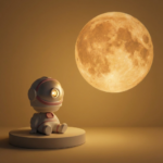 Proudome Astronaut Projector Lamp for Kids Bedroom, Space Theme Moon Projection Night Light, Bedside Ambient Lamp