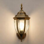 Proudome Antique Outdoor Wall Lantern – Metal Clear Glass Exterior Light for Balcony, Patio, Porch & Entryway