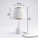 Proudome White Metal Table Lamp with Fabric Shade | Modern Bedside Lamp for Bedroom & Living Area - Image 8