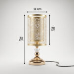 Proudome Gold Floral Print Table Lamp for Bedroom | Decorative Metal Bedside Night Lamp for Home Decor - Image 8