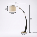 Proudome Modern Fabric Shade Arc Floor Lamp | Elegant Standing Lamp for Living Room & Bedroom - Image 8