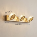 Proudome Crystal 3-Light LED Picture Light | Gold Wall Mounted Artwork & Mirror Lighting Fixture - Image 7