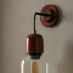 Proudome Wooden Wall Light for Bedroom & Living Room | Vintage Glass Wall Lamp - Image 5