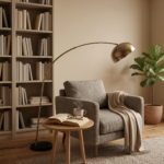 Proudome Modern Arc Floor Lamp with Gold Shade | Designer Standing Light for Living Room & Bedroom - Image 3
