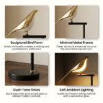 Proudome Bird LED Table Lamp for Bedroom | Decorative Modern Bedside Lamp for Home Decor & Living Area - Image 4