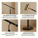 Proudome Black & Gold Table Lamp | Elegant LED Bedside Lighting for Bedroom, Office Desk & Home Decor - Image 6