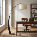 Proudome Modern Fabric Shade Arc Floor Lamp | Elegant Standing Lamp for Living Room & Bedroom - Image 3