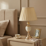 Proudome Marble Finish Table Lamp | Modern Bedside Lamp for Bedroom & Living Area - Image 3