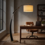 Proudome Modern Fabric Shade Arc Floor Lamp | Elegant Standing Lamp for Living Room & Bedroom - Image 4