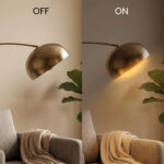 Proudome Modern Arc Floor Lamp with Gold Shade | Designer Standing Light for Living Room & Bedroom - Image 5