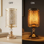 Proudome Gold Floral Print Table Lamp for Bedroom | Decorative Metal Bedside Night Lamp for Home Decor - Image 5