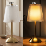 Proudome Gold LED Table Lamp with Acrylic Diffuser & 3 Color Modes | Modern Bedside Lighting - Image 5