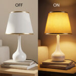 Proudome White Metal Table Lamp with Fabric Shade | Modern Bedside Lamp for Bedroom & Living Area - Image 5