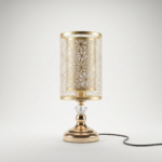 Proudome Gold Floral Print Table Lamp for Bedroom | Decorative Metal Bedside Night Lamp for Home Decor - Image 2