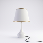 Proudome White Metal Table Lamp with Fabric Shade | Modern Bedside Lamp for Bedroom & Living Area - Image 2