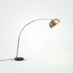 Proudome Modern Arc Floor Lamp with Gold Shade | Designer Standing Light for Living Room & Bedroom - Image 2