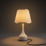 Proudome White Metal Table Lamp with Fabric Shade | Modern Bedside Lamp for Bedroom & Living Area