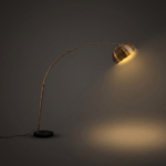 Proudome Modern Arc Floor Lamp with Gold Shade | Designer Standing Light for Living Room & Bedroom