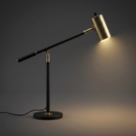 Proudome Black & Gold Table Lamp | Elegant LED Bedside Lighting for Bedroom, Office Desk & Home Decor