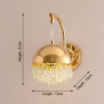 Proudome Luxury Gold LED Crystal Wall Light with 3 Color Modes - Image 7