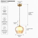 Proudome 3 Color Mode Amber Glass LED Pendant Light | Modern Gold Decorative Ceiling Hanging Light - Image 6