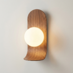 Proudome Wooden Finish Wall Light | Decorative Fiber Globe Wall Lamp with G9 Bulb Included