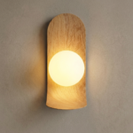 Proudome Wooden Finish Wall Light | Decorative Fiber Globe Wall Lamp with G9 Bulb Included - Image 3