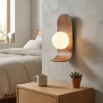 Proudome Wooden Finish Wall Light | Decorative Fiber Globe Wall Lamp with G9 Bulb Included - Image 3
