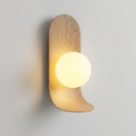Proudome Wooden Finish Wall Light | Decorative Fiber Globe Wall Lamp with G9 Bulb Included