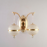 Proudome 3 Color Mode LED Wall Light | Double Globe Acrylic Decorative Gold Wall Lamp - Image 3
