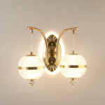 Proudome 3 Color Mode LED Wall Light | Double Globe Acrylic Decorative Gold Wall Lamp