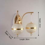 Proudome 3 Color Mode LED Wall Light | Double Globe Acrylic Decorative Gold Wall Lamp - Image 8